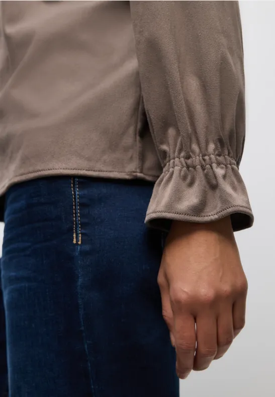 Velourstunika mit Rüschen silk brown
