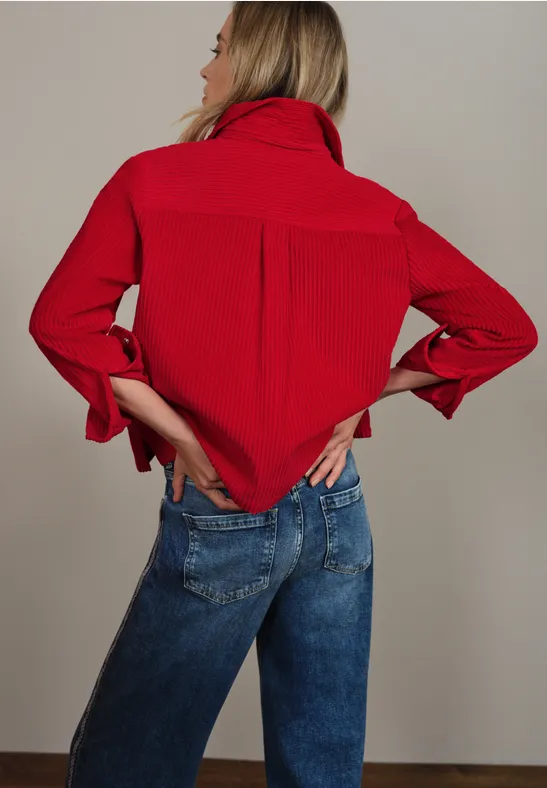 Cord Hemdbluse racing red