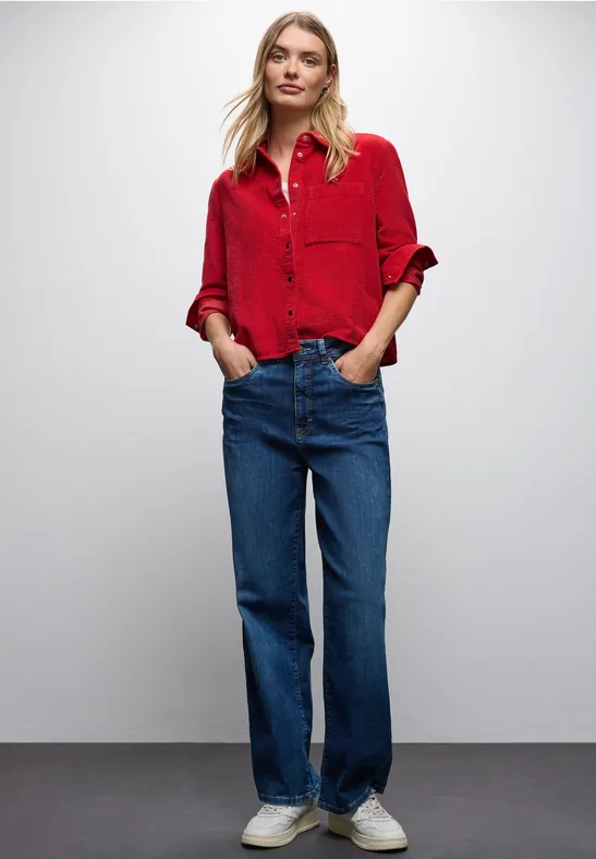 Cord Hemdbluse racing red