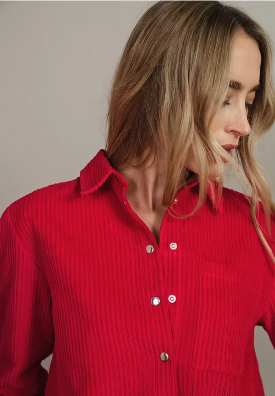 Cord Hemdbluse racing red