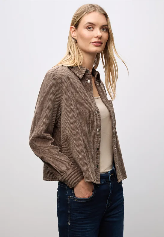 Cord Hemdbluse silk brown