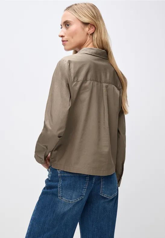 Twill overhemd blouse bark brown