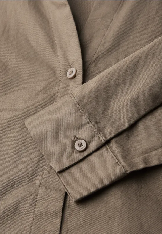Twill overhemd blouse bark brown
