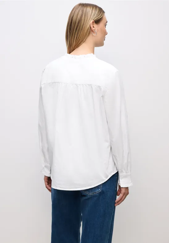 Baumwollbluse mit Rüschen White
