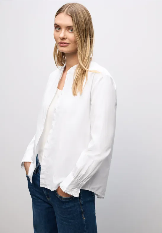 Baumwollbluse mit Rüschen White