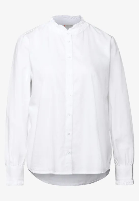 Baumwollbluse mit Rüschen White