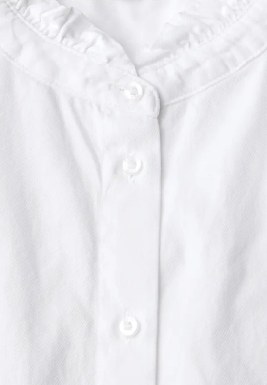 Baumwollbluse mit Rüschen White