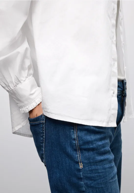 Baumwollbluse mit Rüschen White