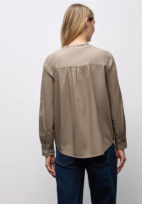 Baumwollbluse mit Rüschen bark brown