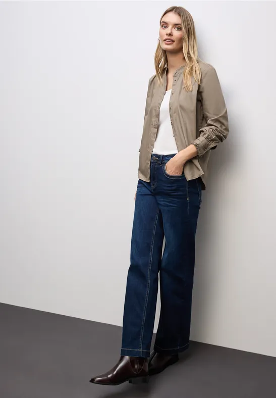 Baumwollbluse mit Rüschen bark brown