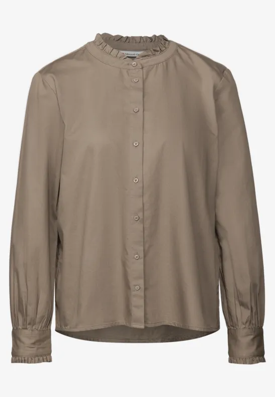 Baumwollbluse mit Rüschen bark brown