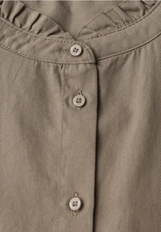 Baumwollbluse mit Rüschen bark brown