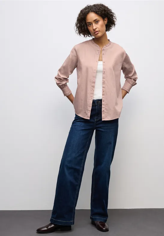 Baumwollbluse mit Rüschen faded rose