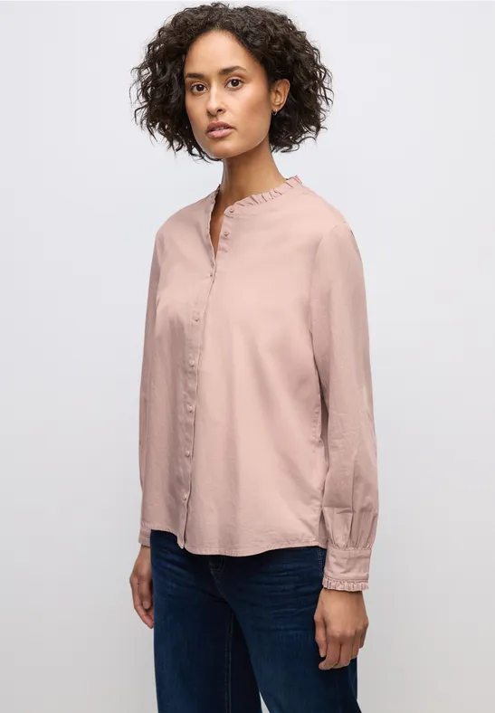 Baumwollbluse mit Rüschen faded rose