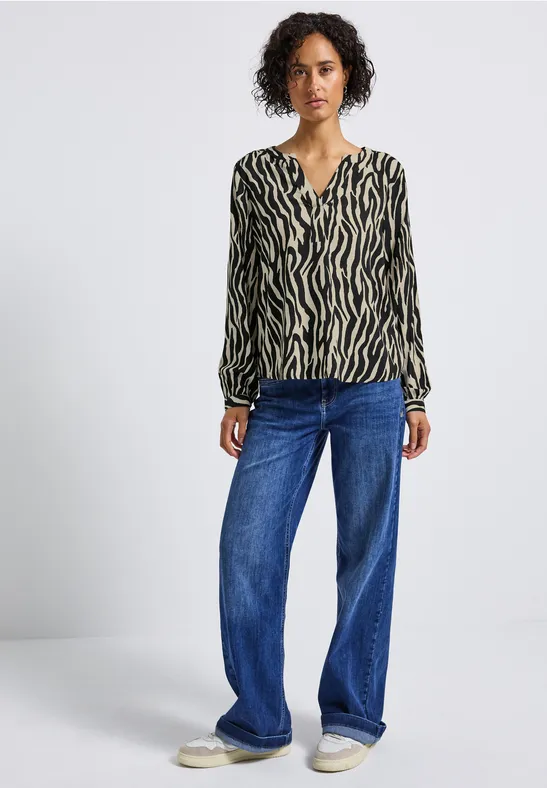 Gemusterte Bluse Black