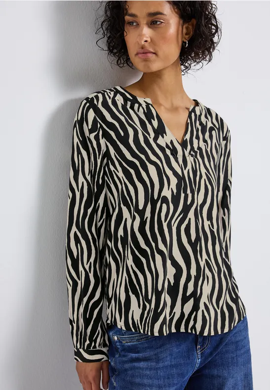 Gemusterte Bluse Black