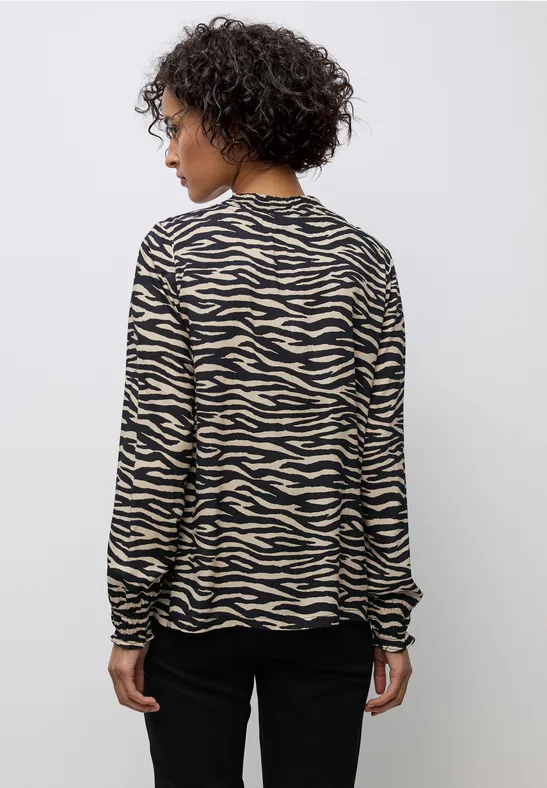 Print-Bluse mit Smok-Details Black