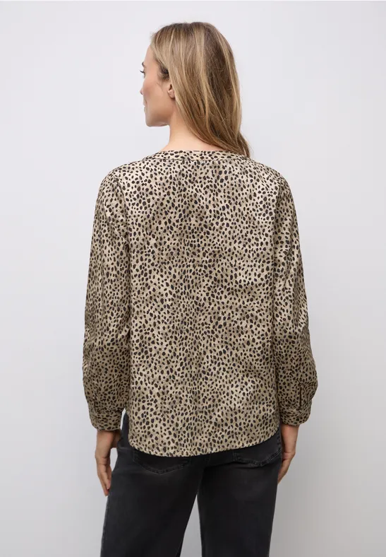 Cordbluse im Leo-Look sanded beige