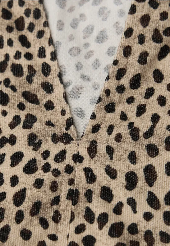 Cordbluse im Leo-Look sanded beige