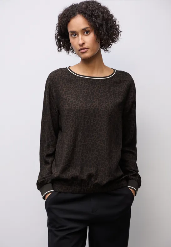 Leo blouse met taping details darkest brown
