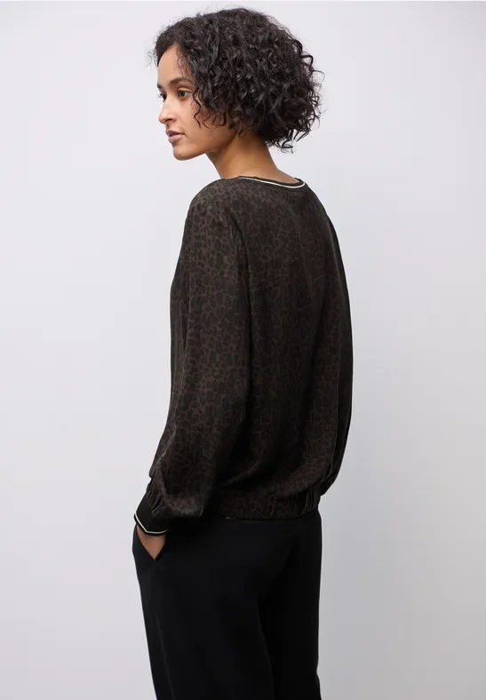 Leo blouse met taping details darkest brown