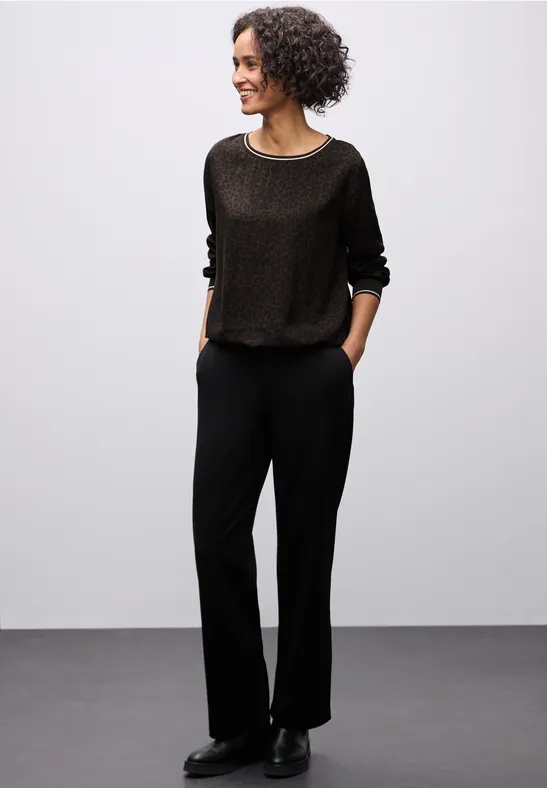 Leo blouse met taping details darkest brown