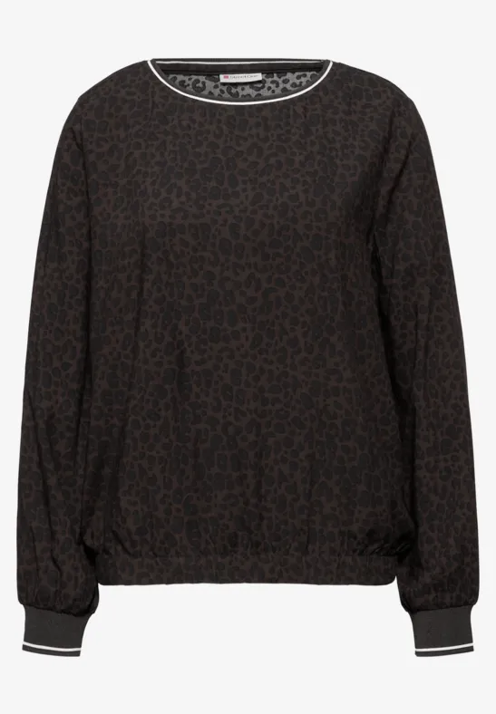 Leo blouse met taping details darkest brown