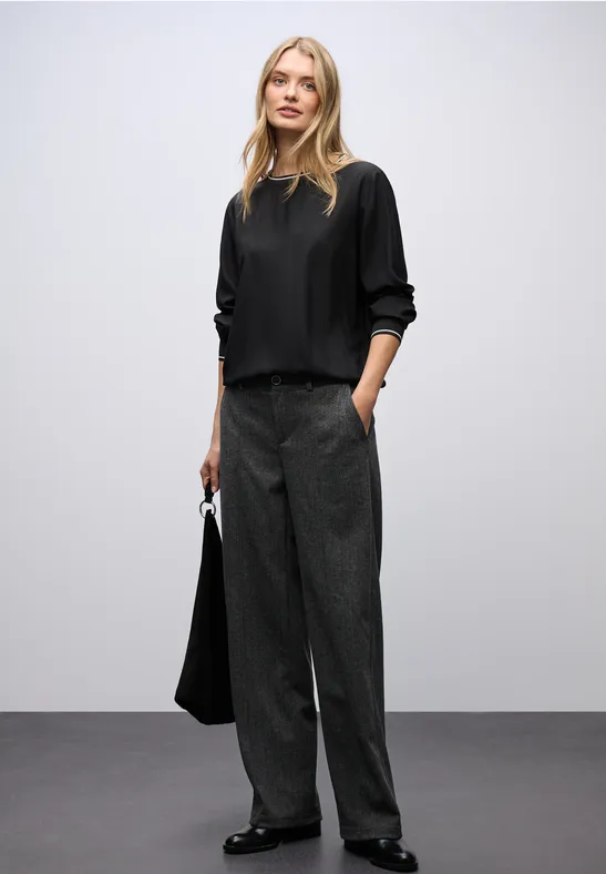 Bluse mit Tape Details Black