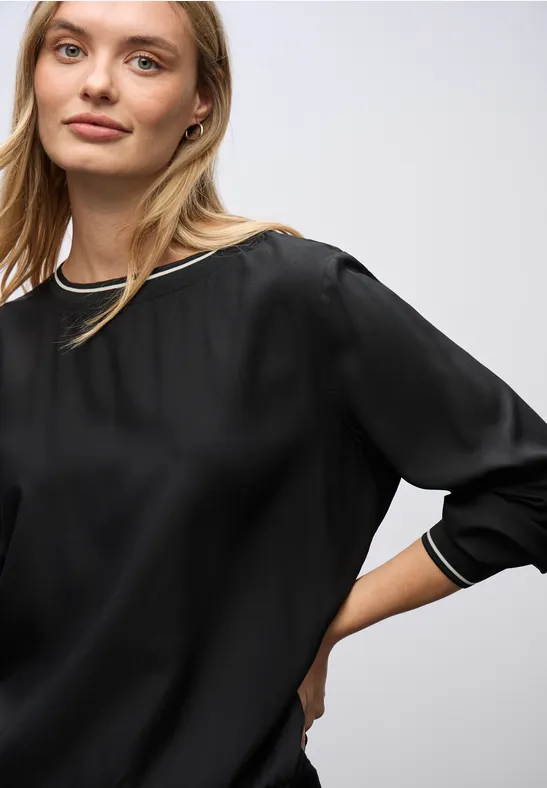 Bluse mit Tape Details Black