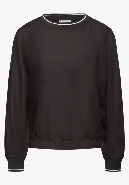 Bluse mit Tape Details darkest brown