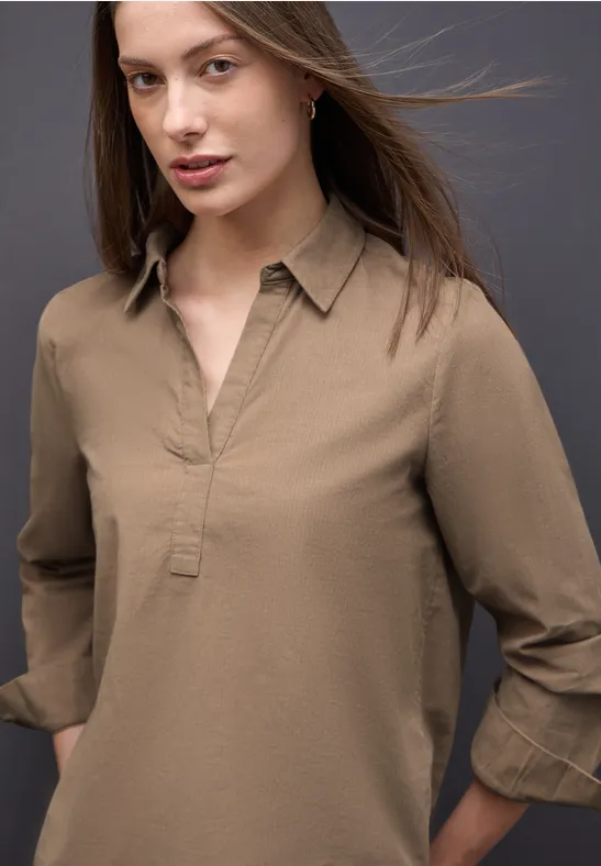 Cordbluse flowing beige