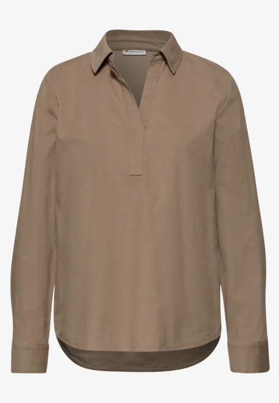 Cordbluse flowing beige