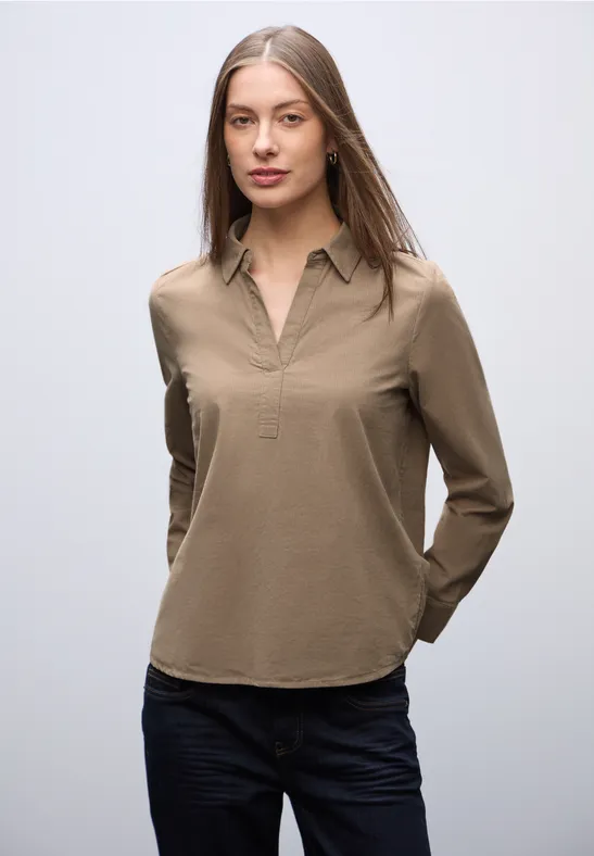 Cordbluse flowing beige