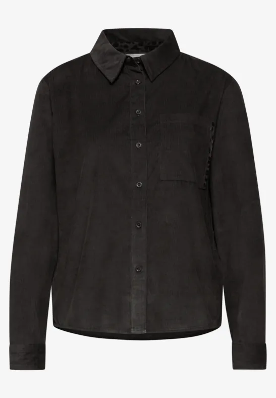Cordbluse mit Tapedetails darkest brown