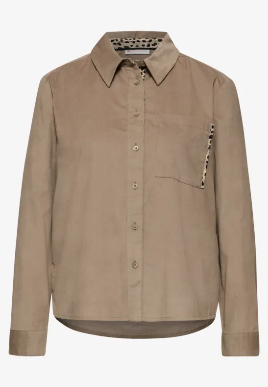 Cordbluse mit Tapedetails flowing beige