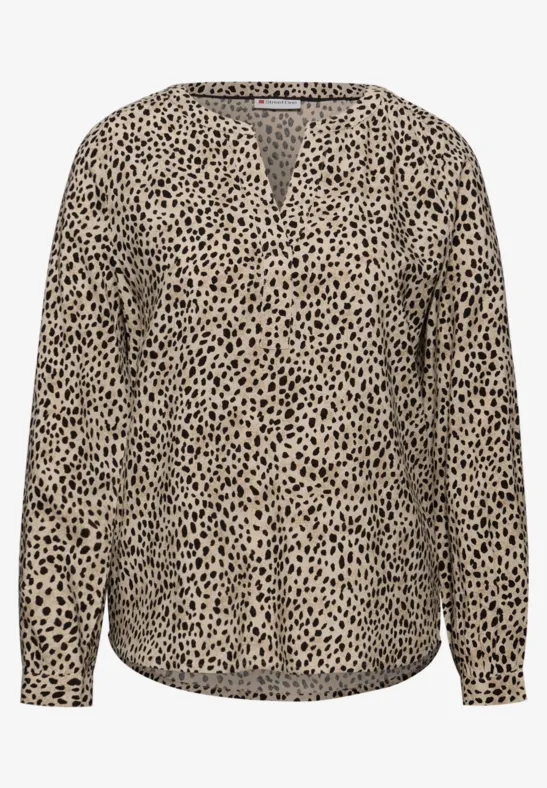 Leo Split Neck Bluse sanded beige