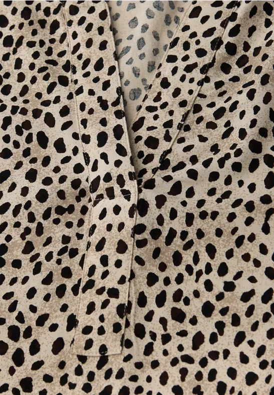 Leo Split Neck Bluse sanded beige