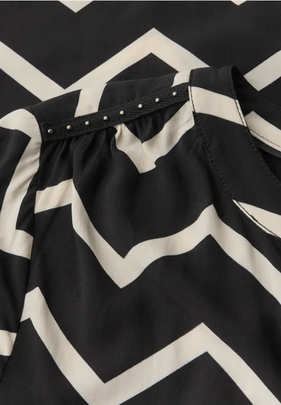 Bluse mit Zick-Zack-Muster Black