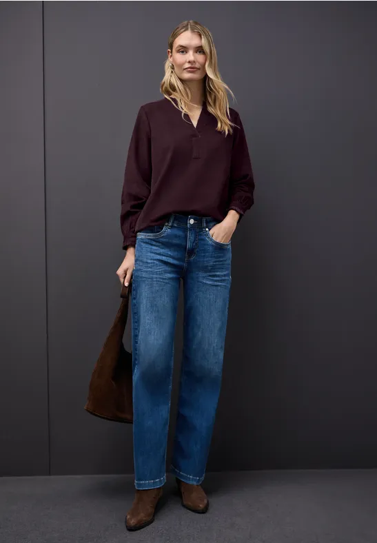 Cordbluse mit Rüschen Jazz Berry
