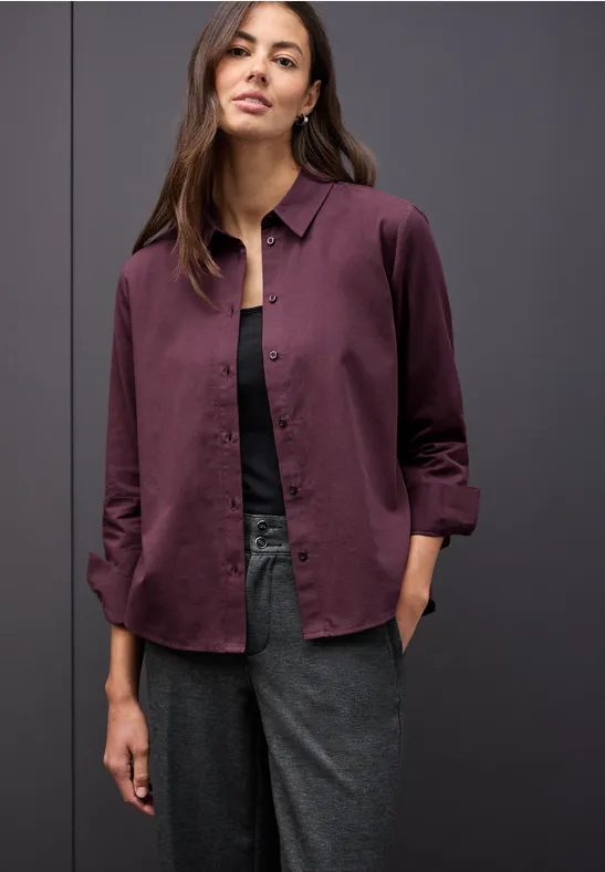 Hemdbluse in Unifarbe jazz berry