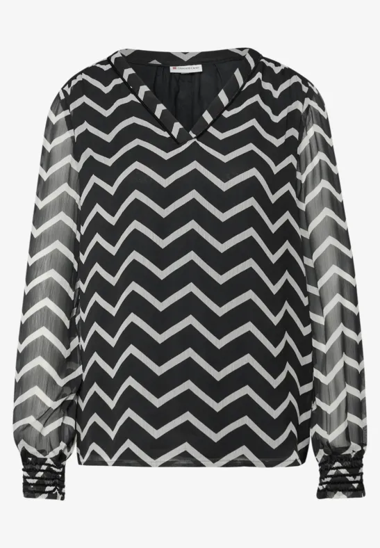 Chiffon tuniek met tape Black