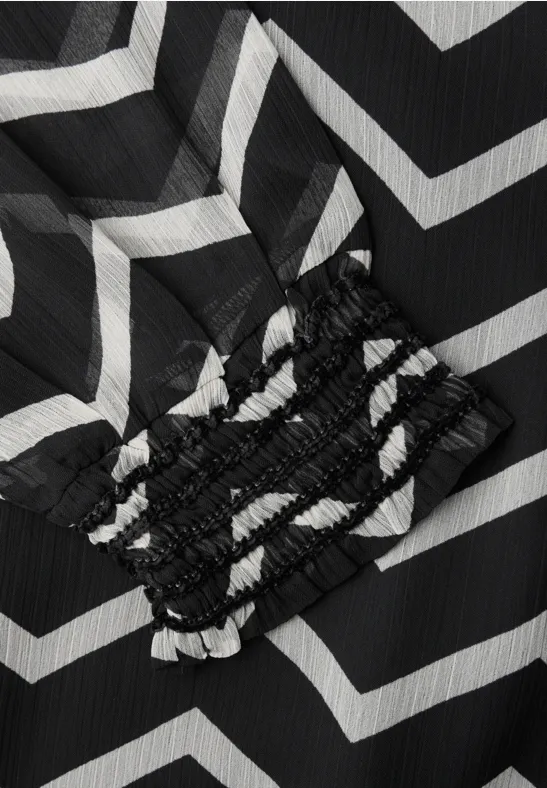 Chiffon tuniek met tape Black