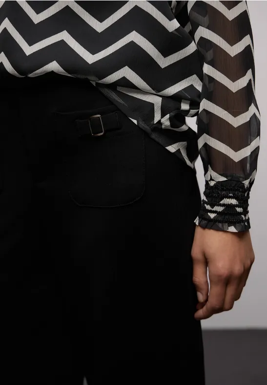 Chiffon tuniek met tape Black