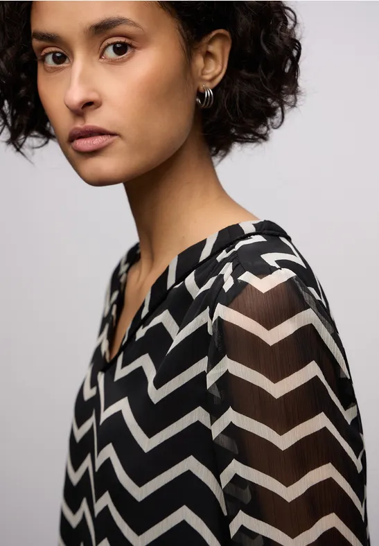 Chiffon tuniek met tape Black