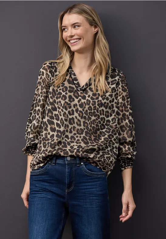 Chiffon Tunika mit Tape mocha glow