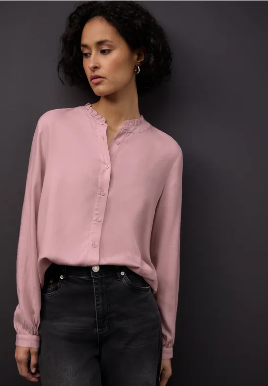Melange Bluse mit Rüschen powder pink mel.