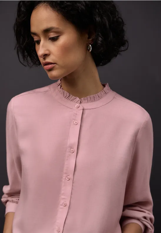 Melange Bluse mit Rüschen powder pink mel.