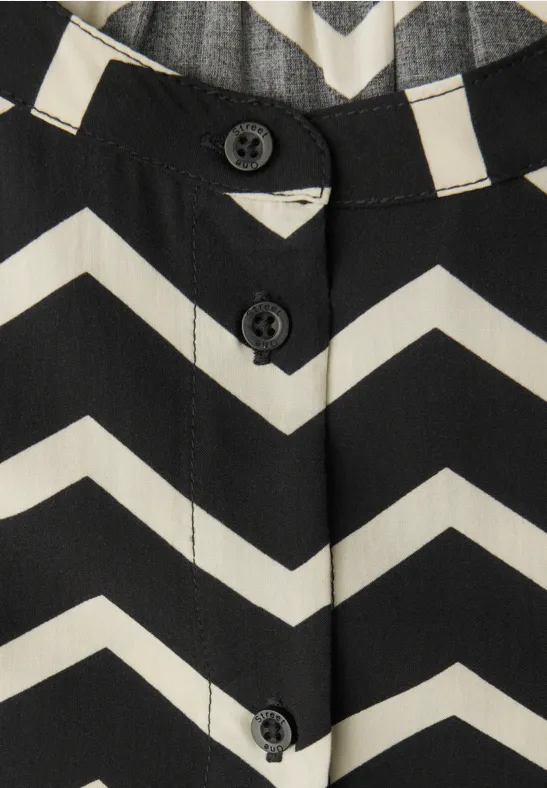 Bluse mit Zick-Zack-Muster Black