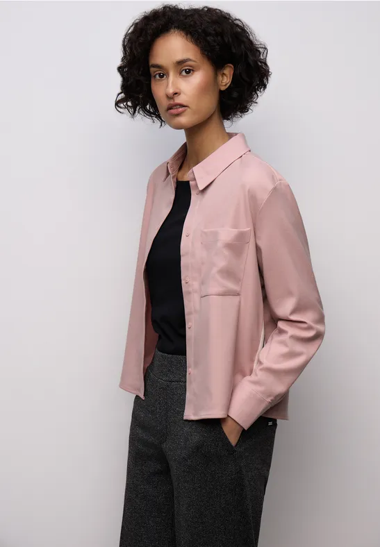 Gemêleerde blouse met tape powder pink mel.