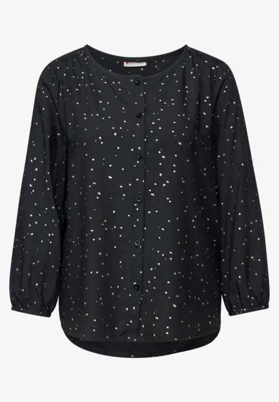 Bluse mit Folienprint Black